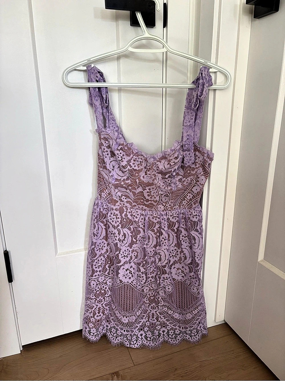 For Love and lemons Valentina Mini Dress Floral Lace in Purple Like New